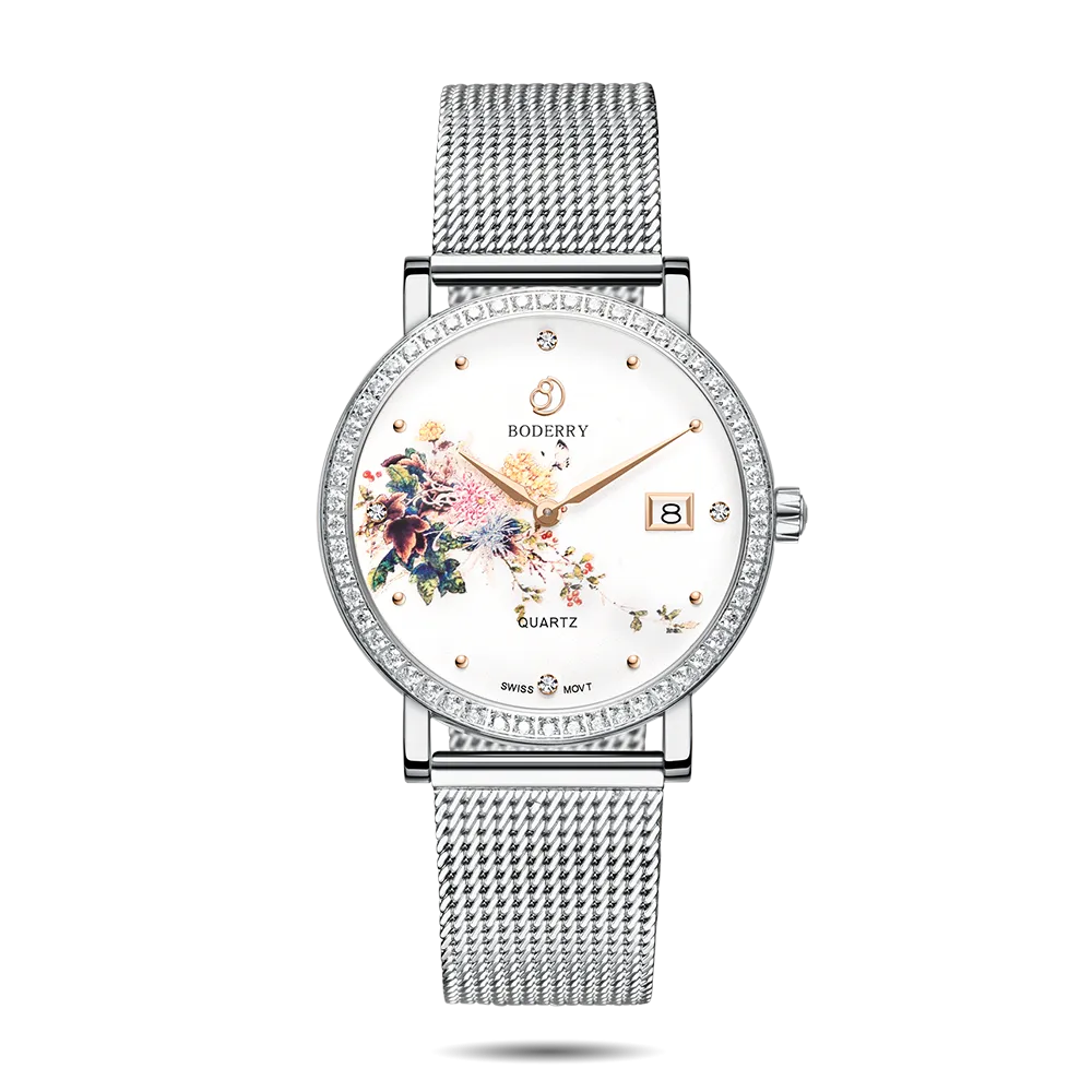 FLOWER - Swiss Quartz Movement Watch | Silver & Chrysanth