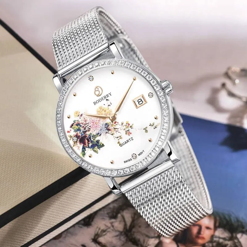 FLOWER - Swiss Quartz Movement Watch | Silver & Chrysanth