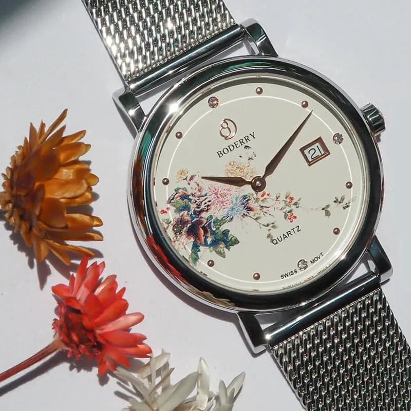 FLOWER - Swiss Quartz Movement Watch | Silver & Chrysanth