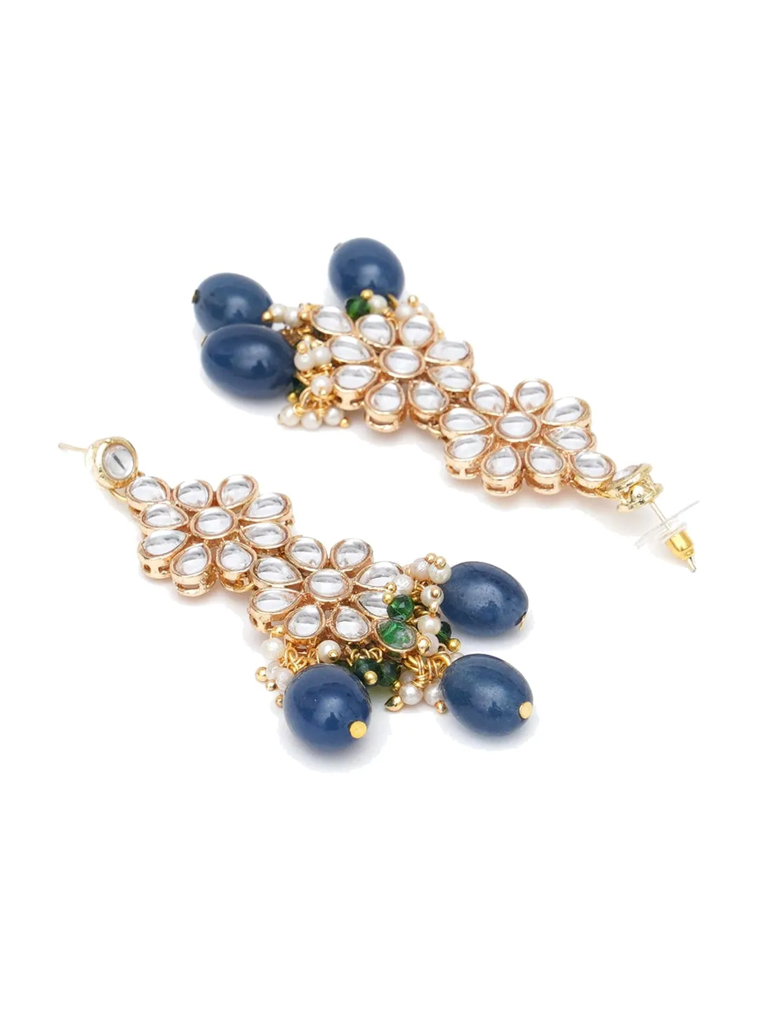 Gold-Plated White Kundan-Studded Beaded Jewellery Set
