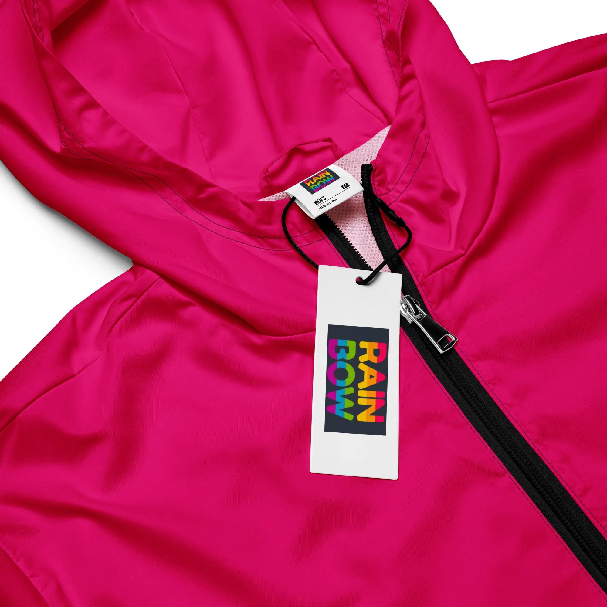Hot Pink Windbreaker With Rainbow Pride Inside