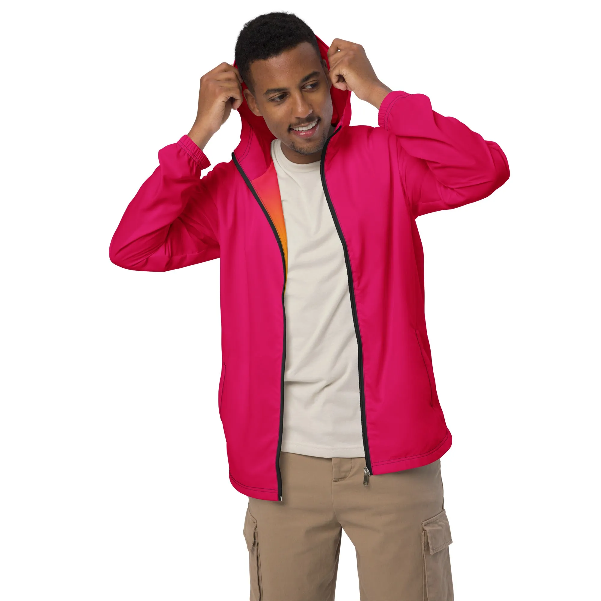 Hot Pink Windbreaker With Rainbow Pride Inside