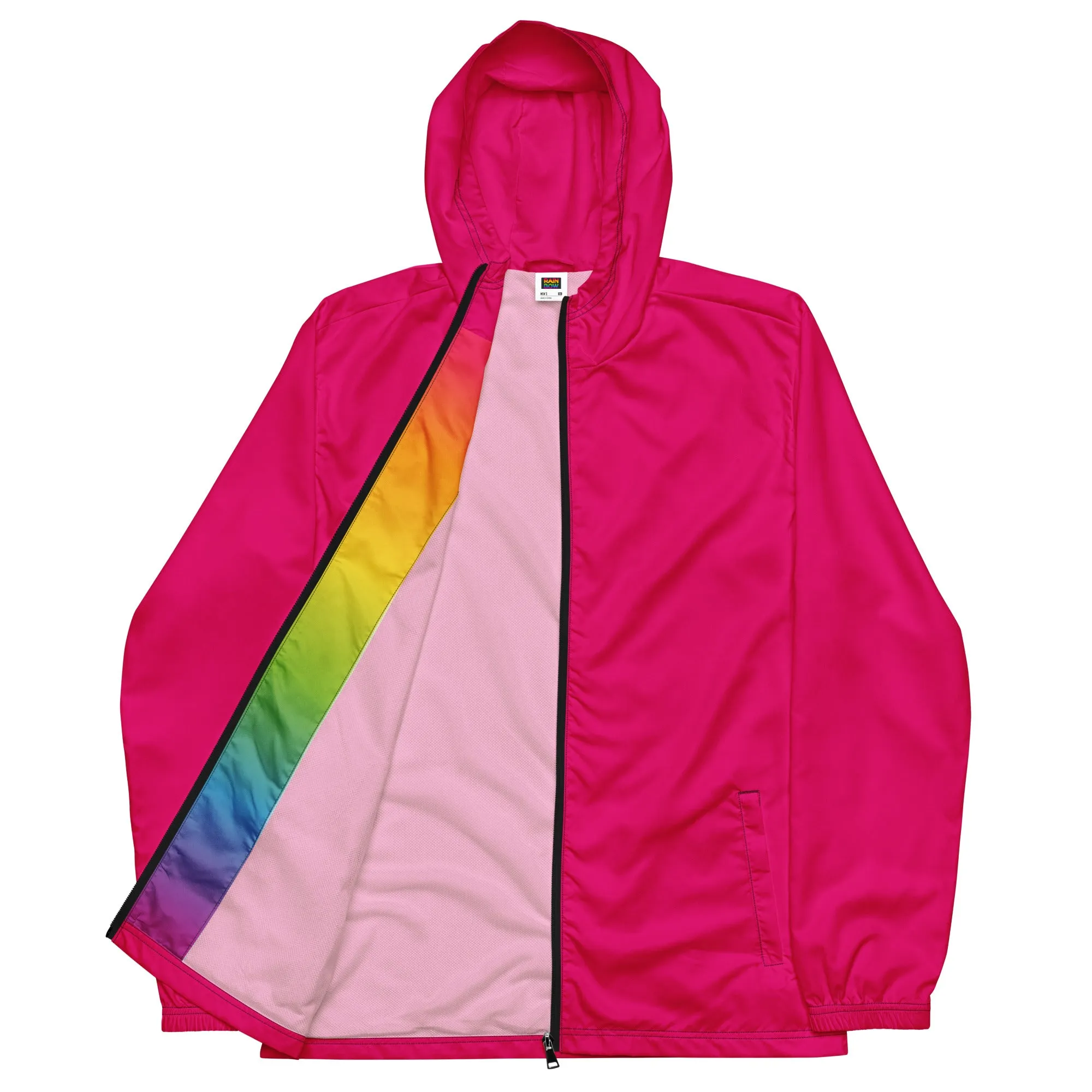 Hot Pink Windbreaker With Rainbow Pride Inside