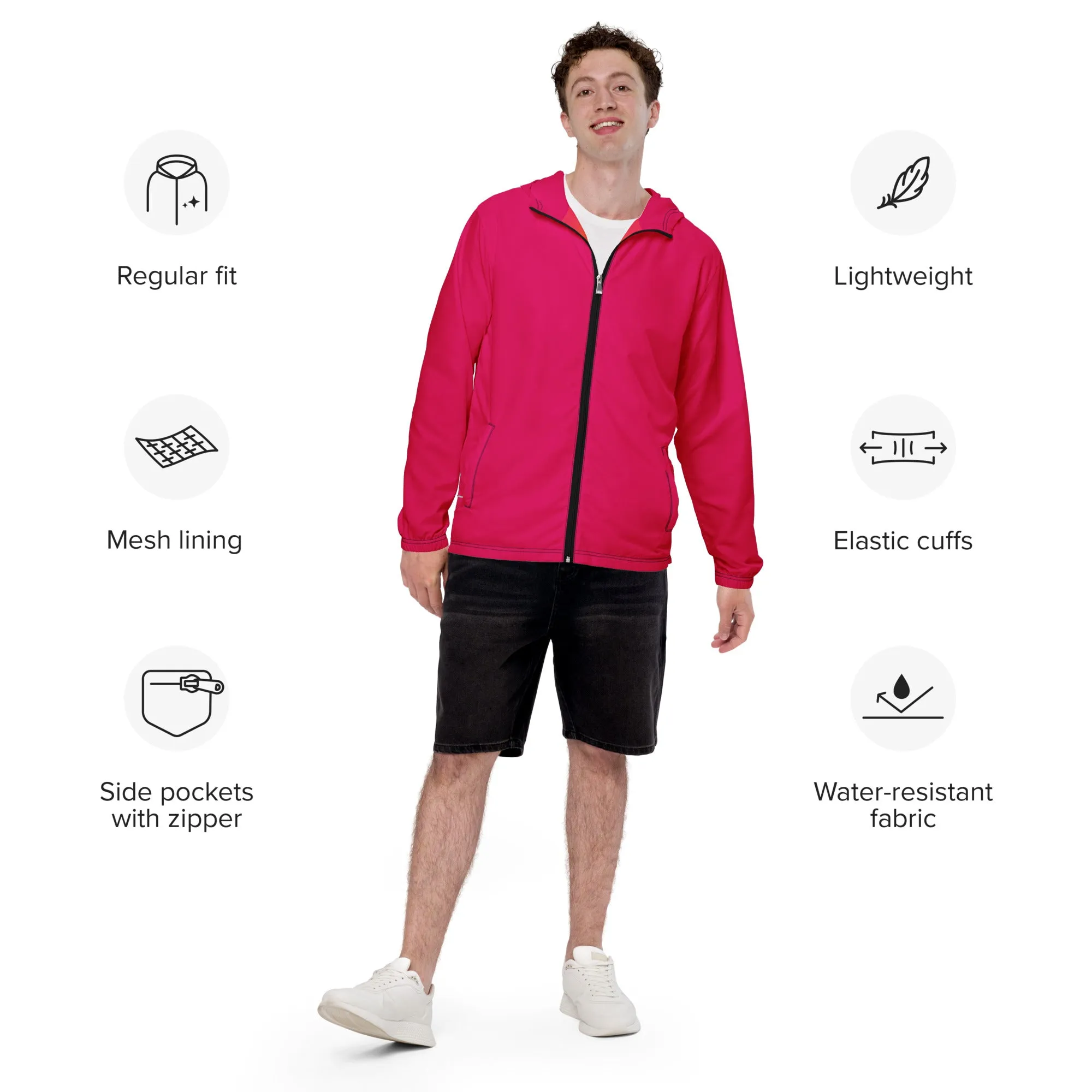 Hot Pink Windbreaker With Rainbow Pride Inside
