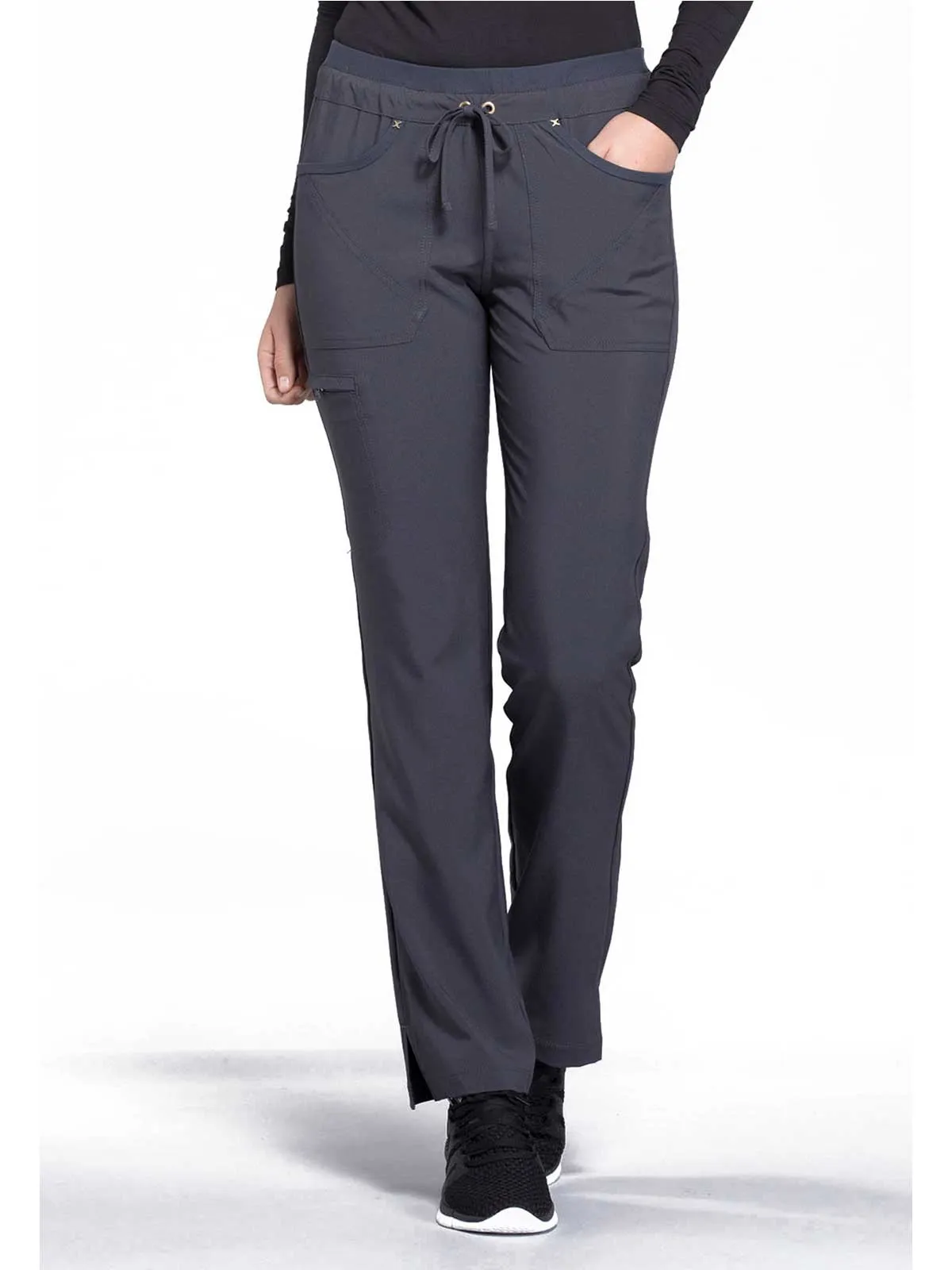 Iflex - Women's Mid Rise Tapered Leg Drawstring Solid Pants
