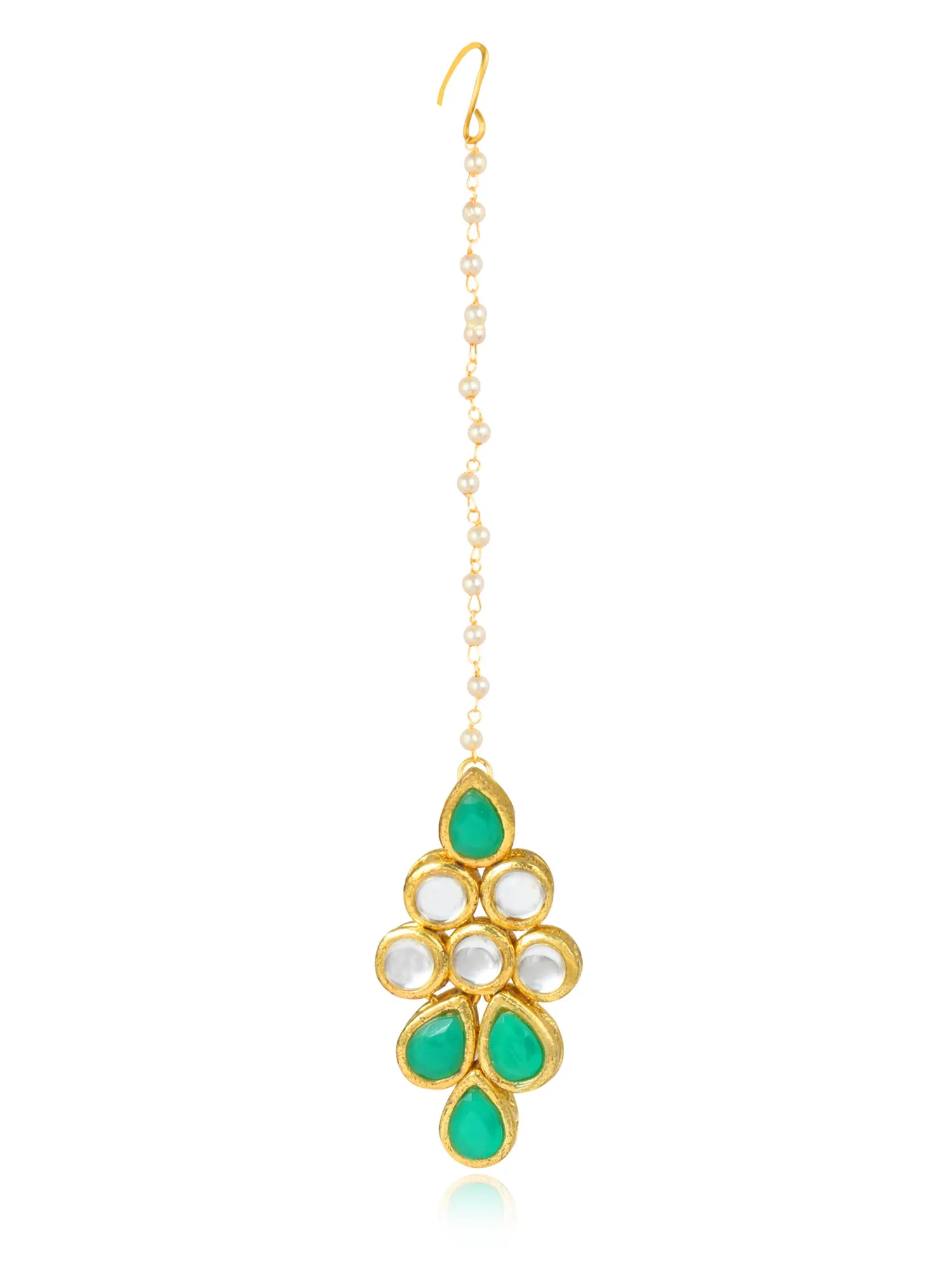 Karatcart 22K GoldPlated Green Drop Kundan Necklace Set for Women