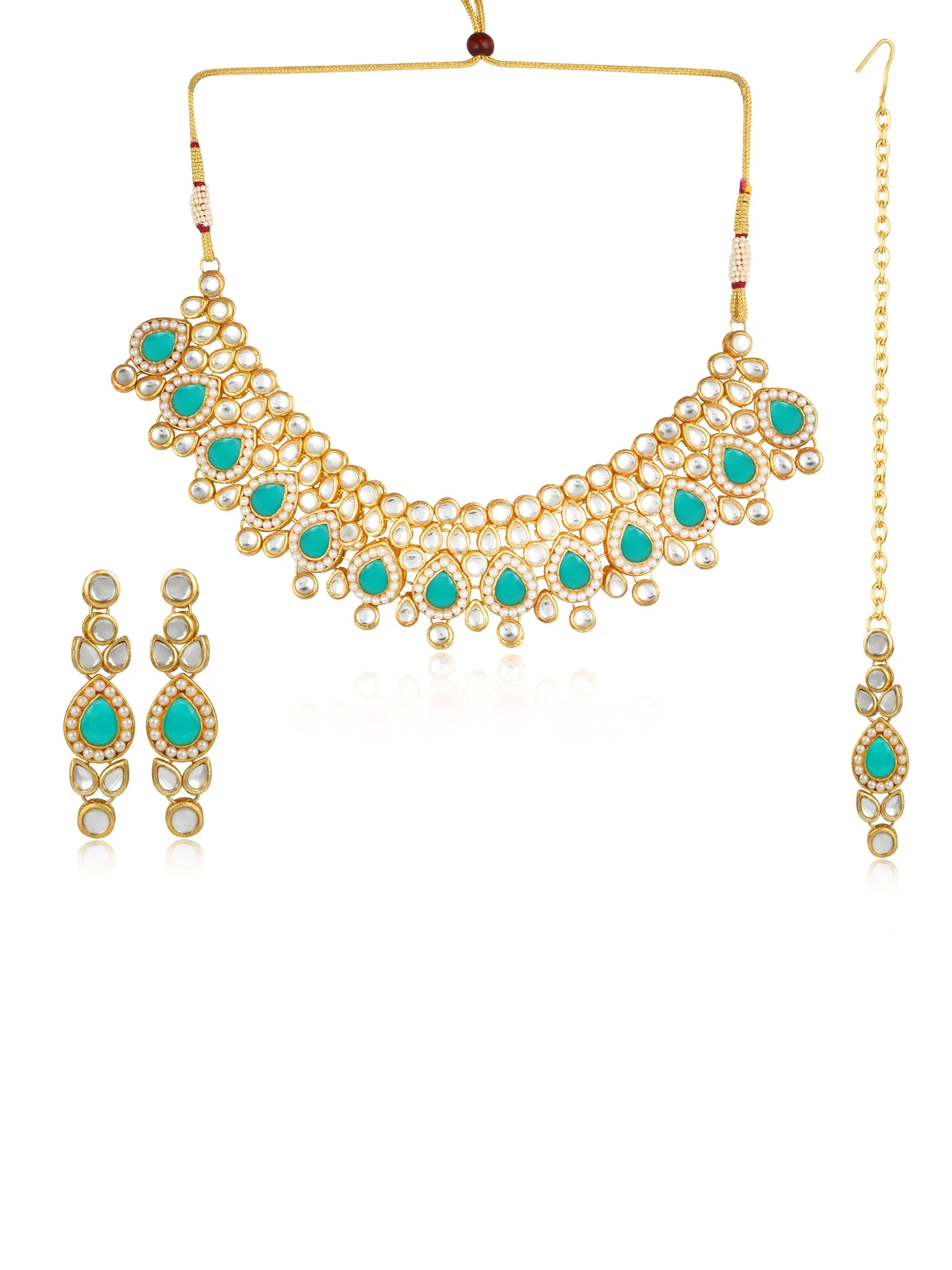 Karatcart 22K GoldPlated Kundan Pearl Necklace Set