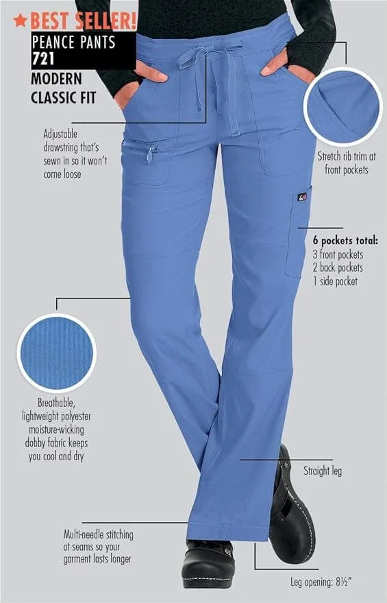koi Lite Peace Women's 6-Pocket Stretch Scrub Pants