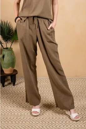 Linen Blend Wide Leg Pant