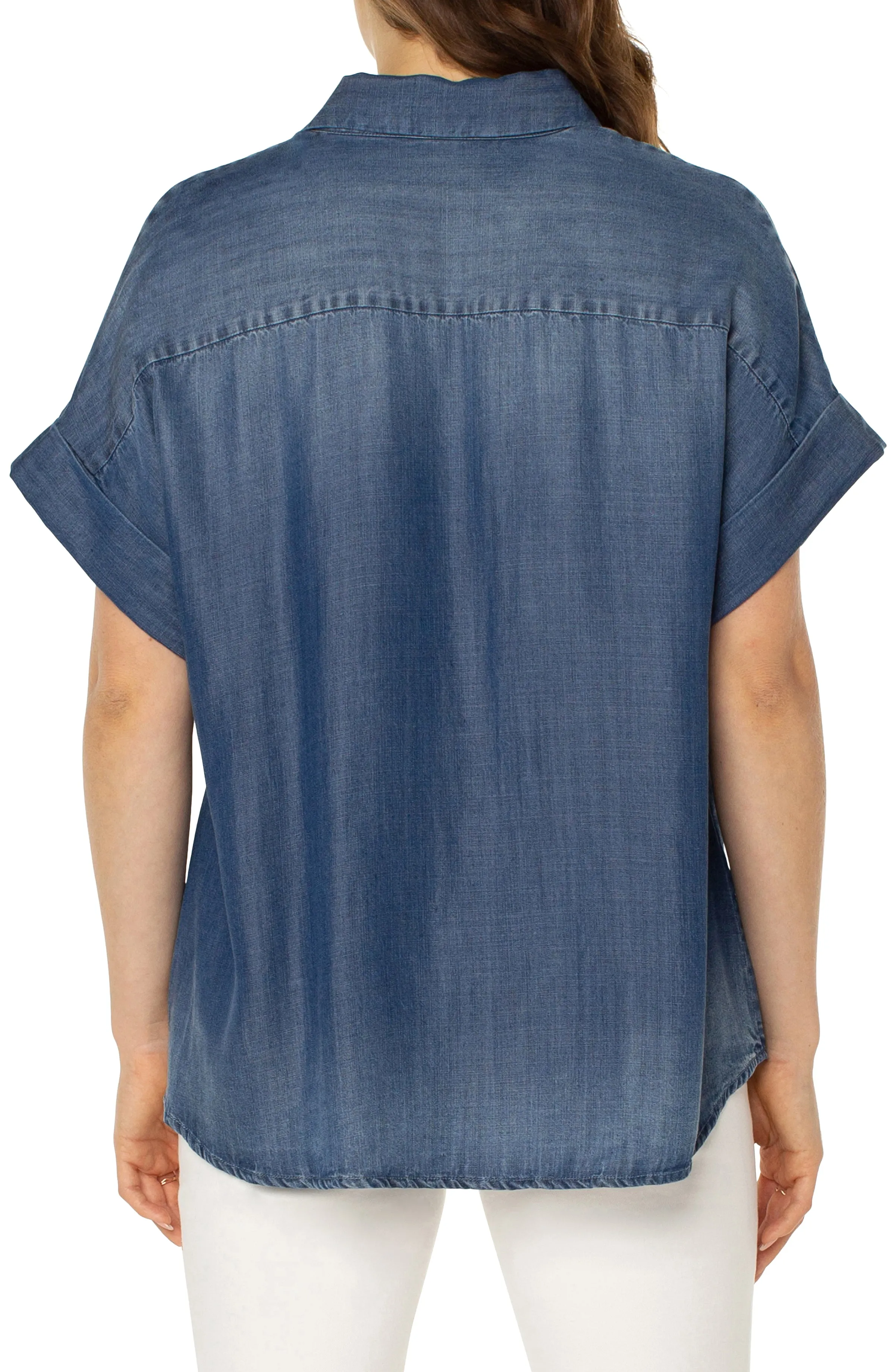 Liverpool Collard Camp Shirt w Hi-Low Hem