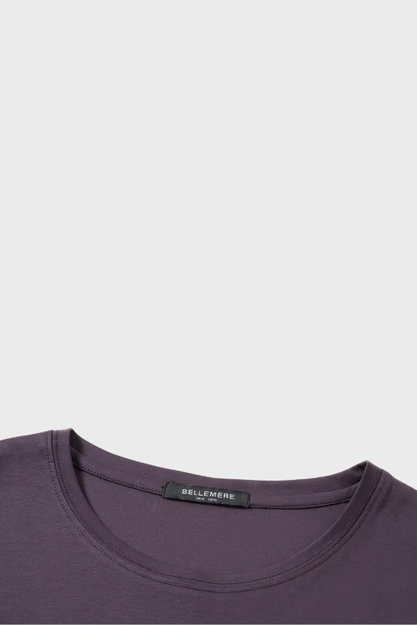 Long Sleeve Crew Neck Mercerized Cotton Women T-Shirt