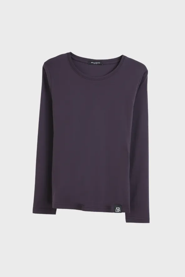 Long Sleeve Crew Neck Mercerized Cotton Women T-Shirt