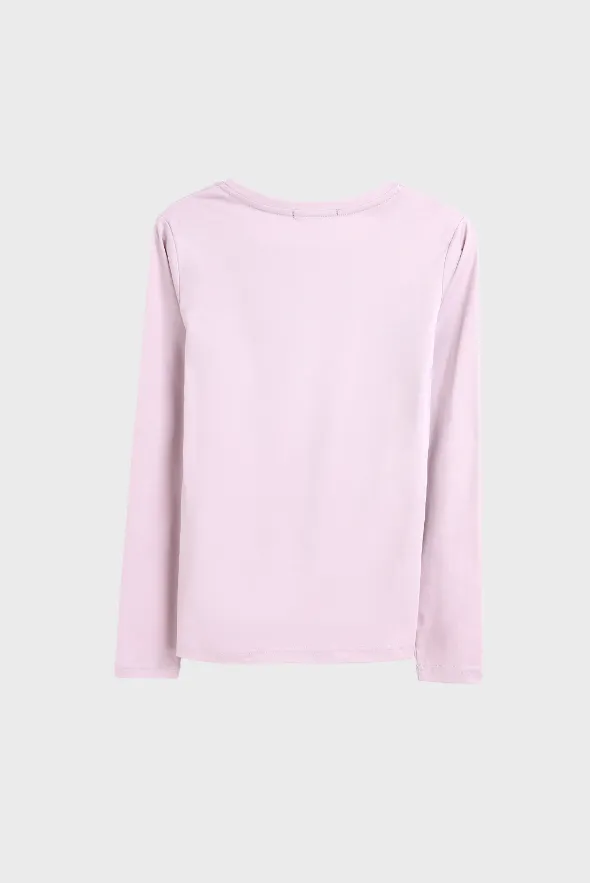 Long Sleeve Crew Neck Mercerized Cotton Women T-Shirt