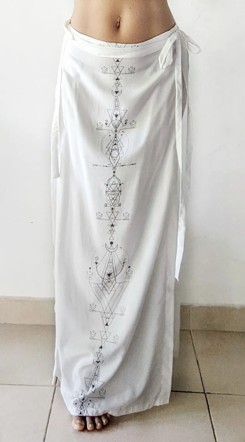 Lunar print long skirt cover up