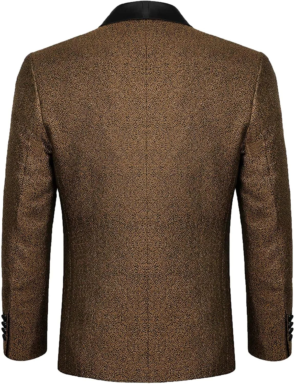 Men's Tuxedos Shawl Lapel One Button Fashion Jacquard Suit Blazer Jacket for Party Prom Wedding, 027-Brown