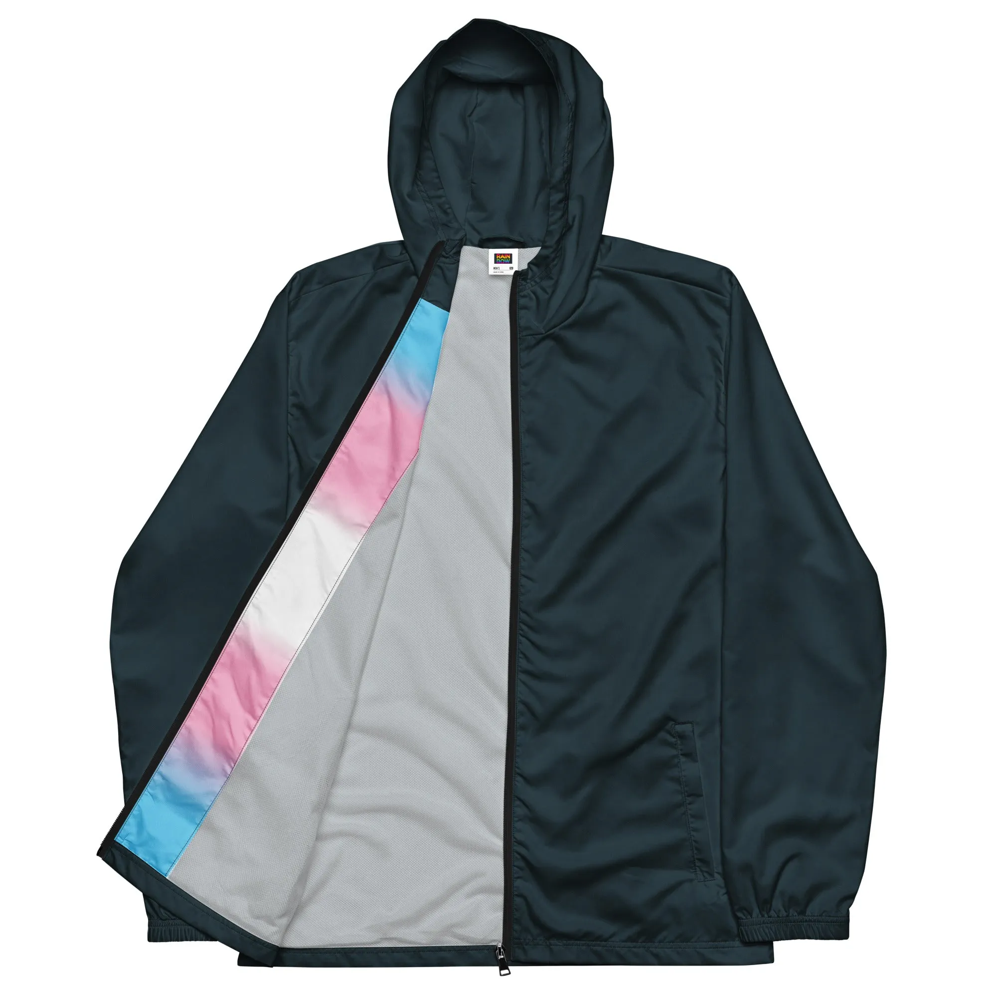 Midnight Blue Windbreaker With Trans Pride Inside