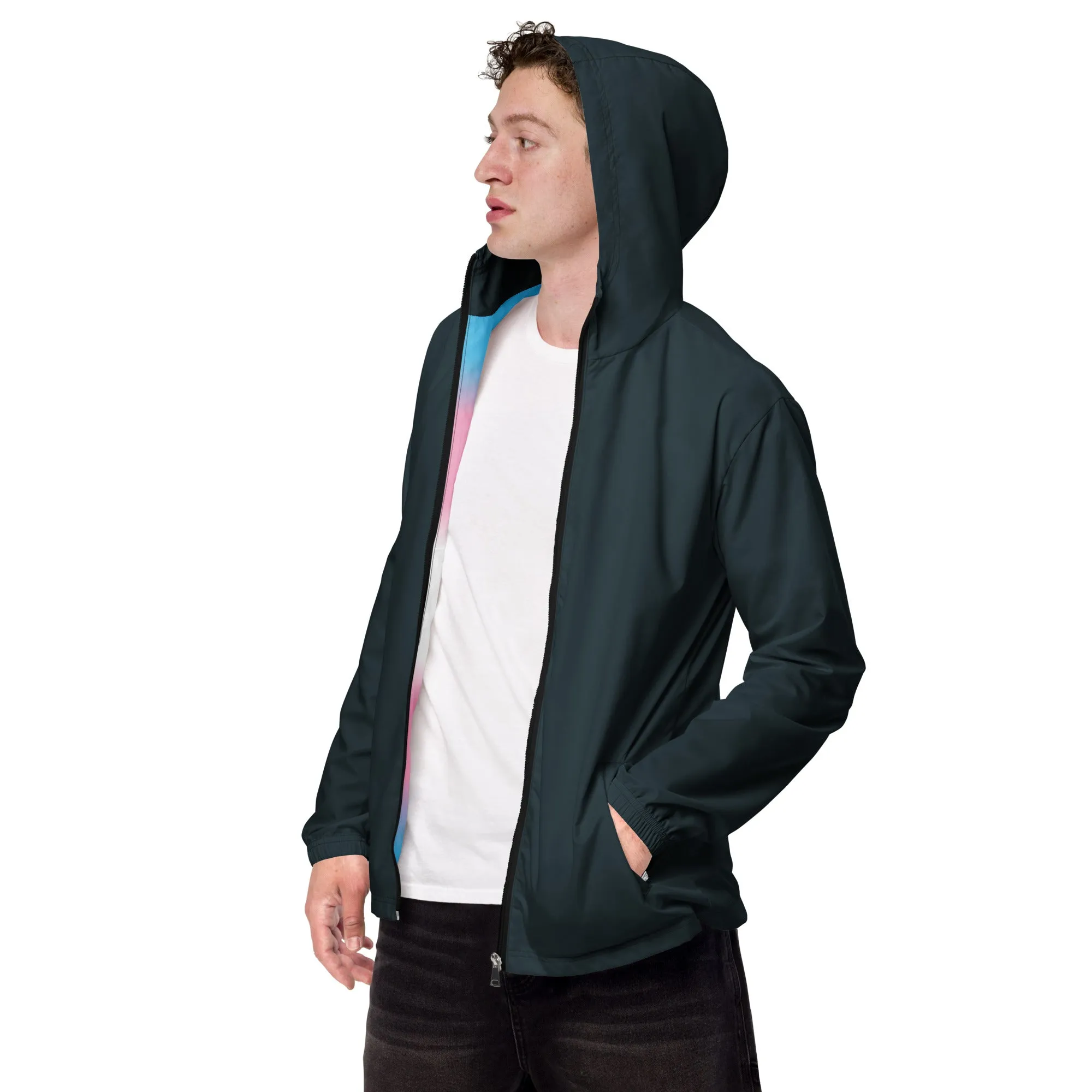 Midnight Blue Windbreaker With Trans Pride Inside