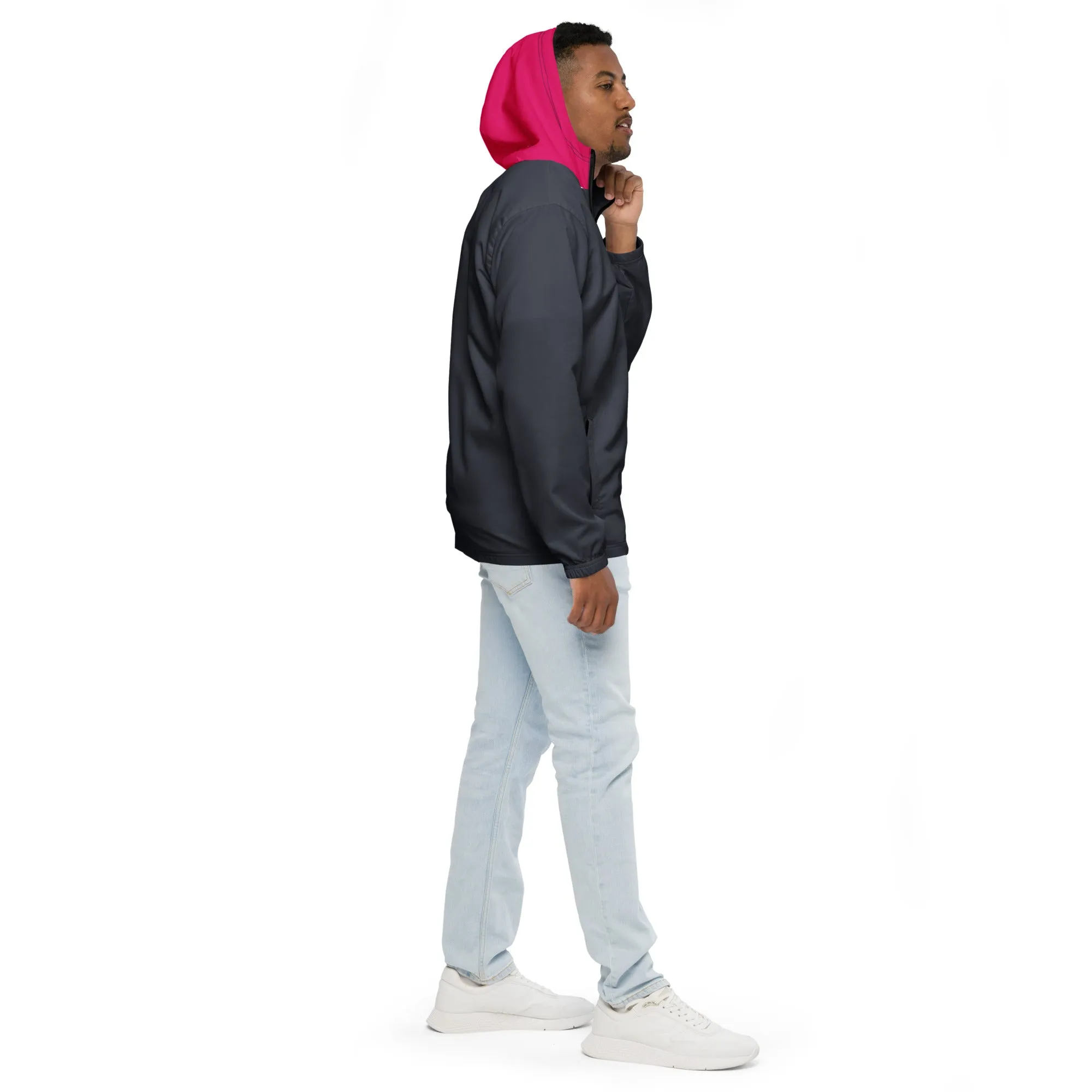 Midnight Blue With Raspberry Hood Windbreaker