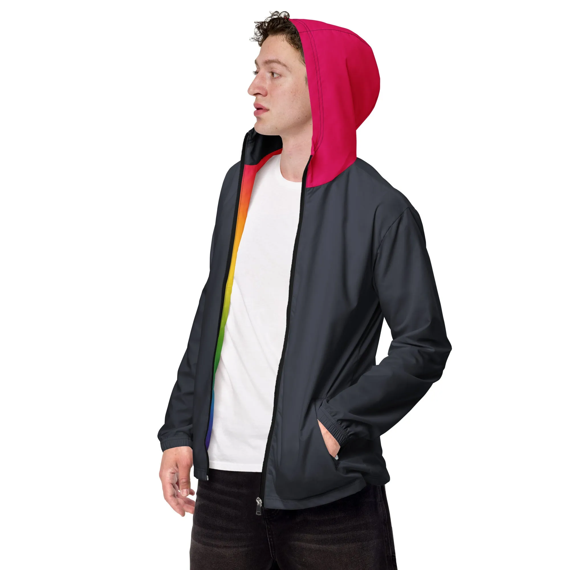Midnight Blue With Raspberry Hood Windbreaker