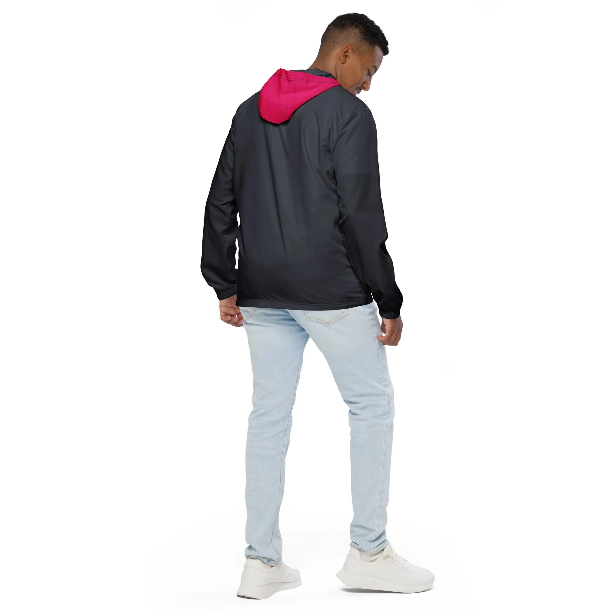 Midnight Blue With Raspberry Hood Windbreaker