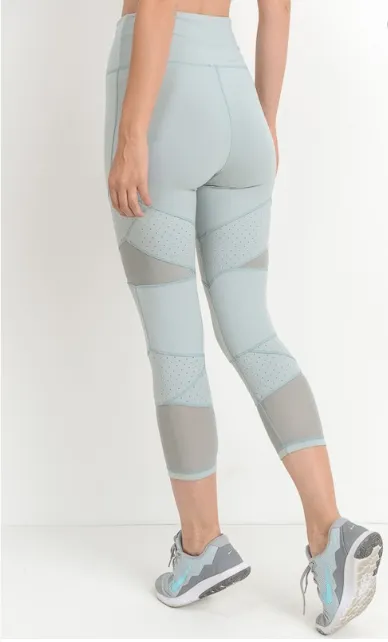 Mint MESH HIGH WAIST CAPRI LEGGINGS, Work out Pants