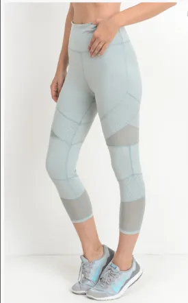 Mint MESH HIGH WAIST CAPRI LEGGINGS, Work out Pants