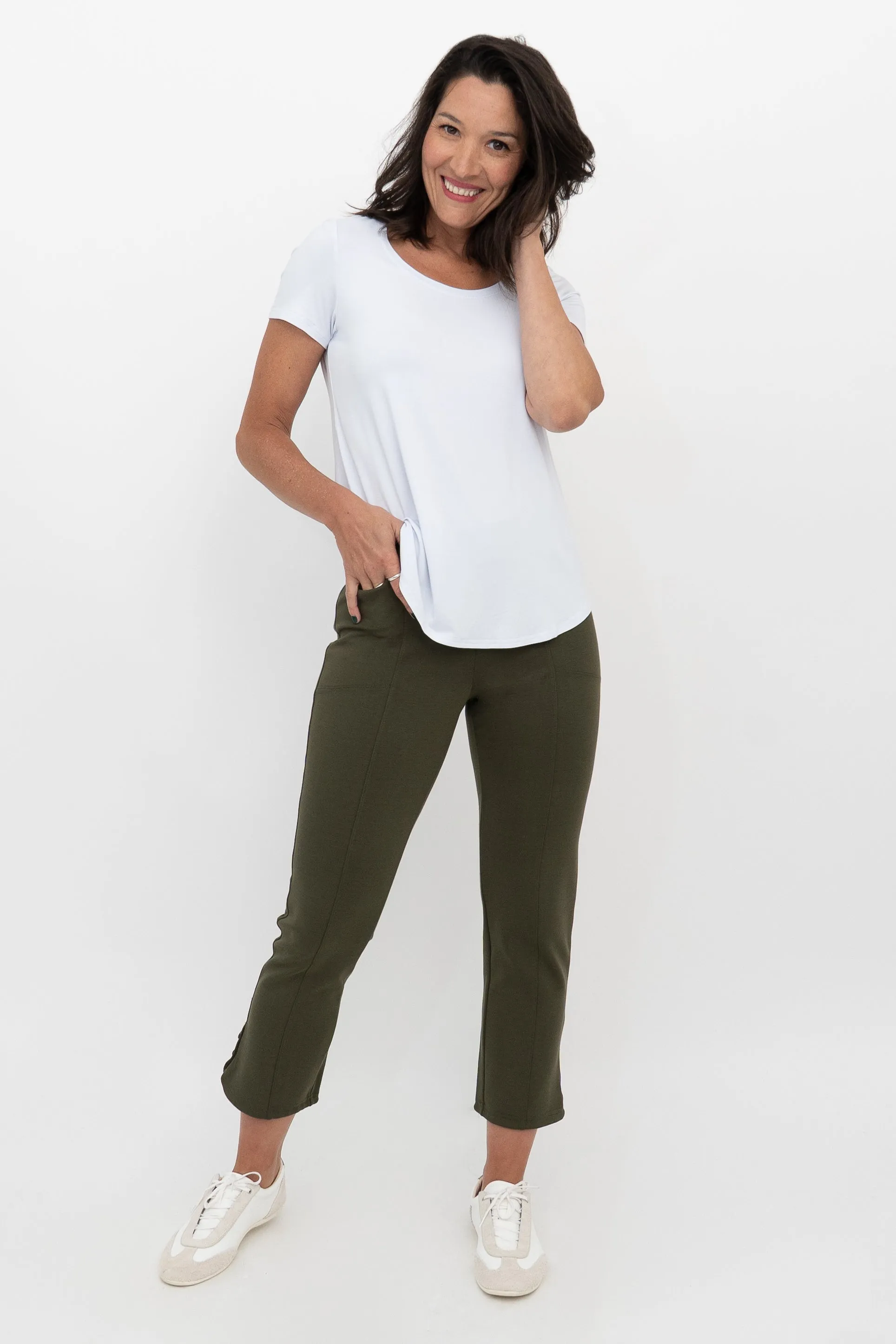 Nadine Crop, Khaki, Modal