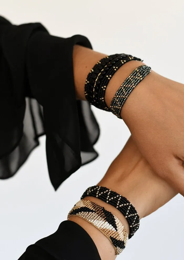 Narrow Chevron Leather Bracelet - MULTICOLOR
