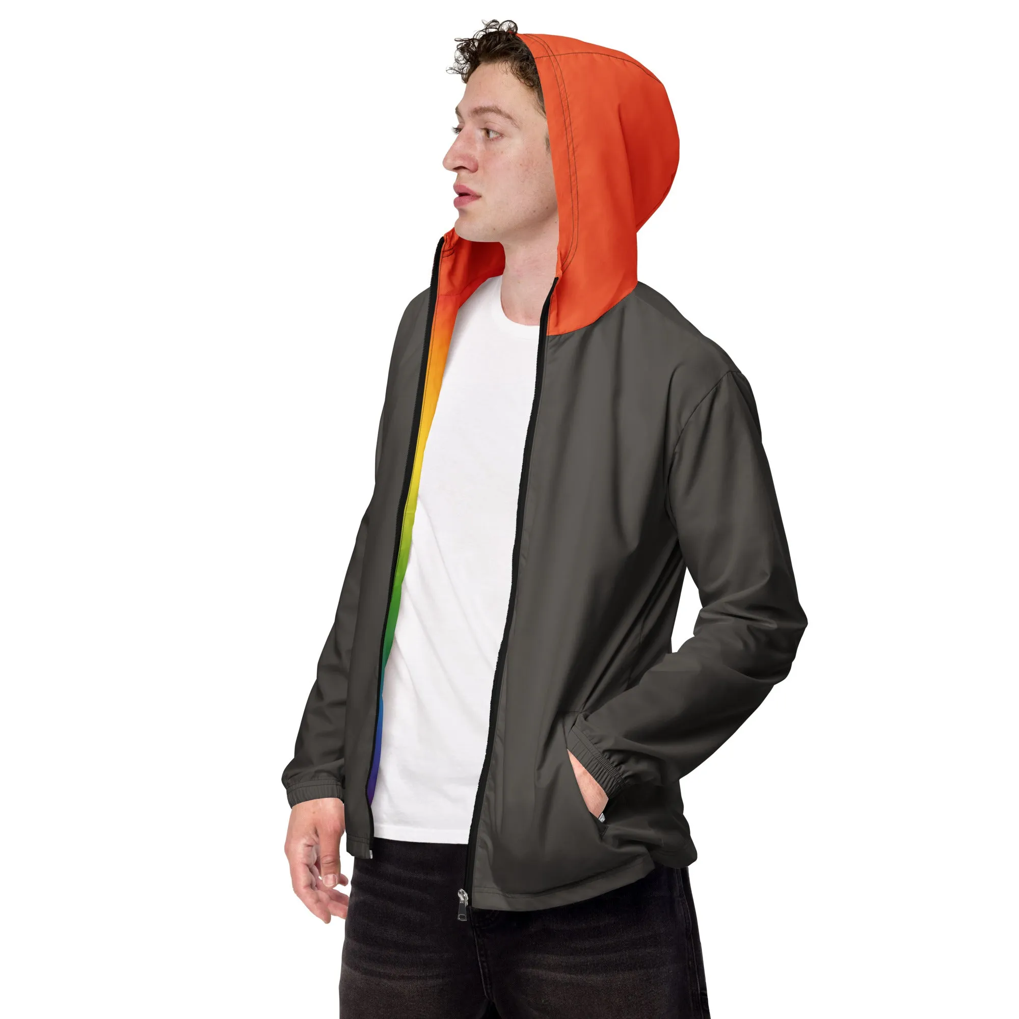 Olive With Orange Hood Windbreaker