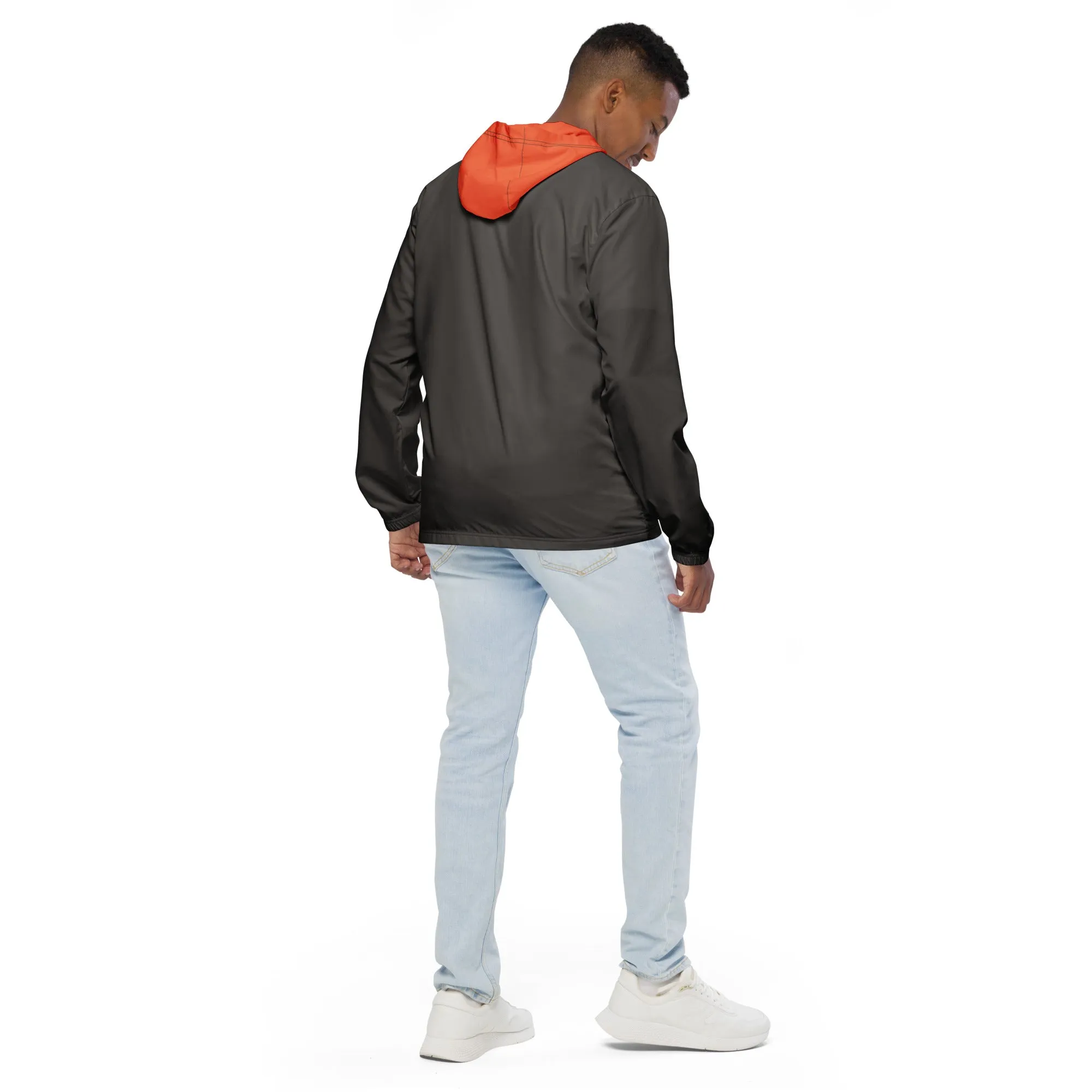 Olive With Orange Hood Windbreaker
