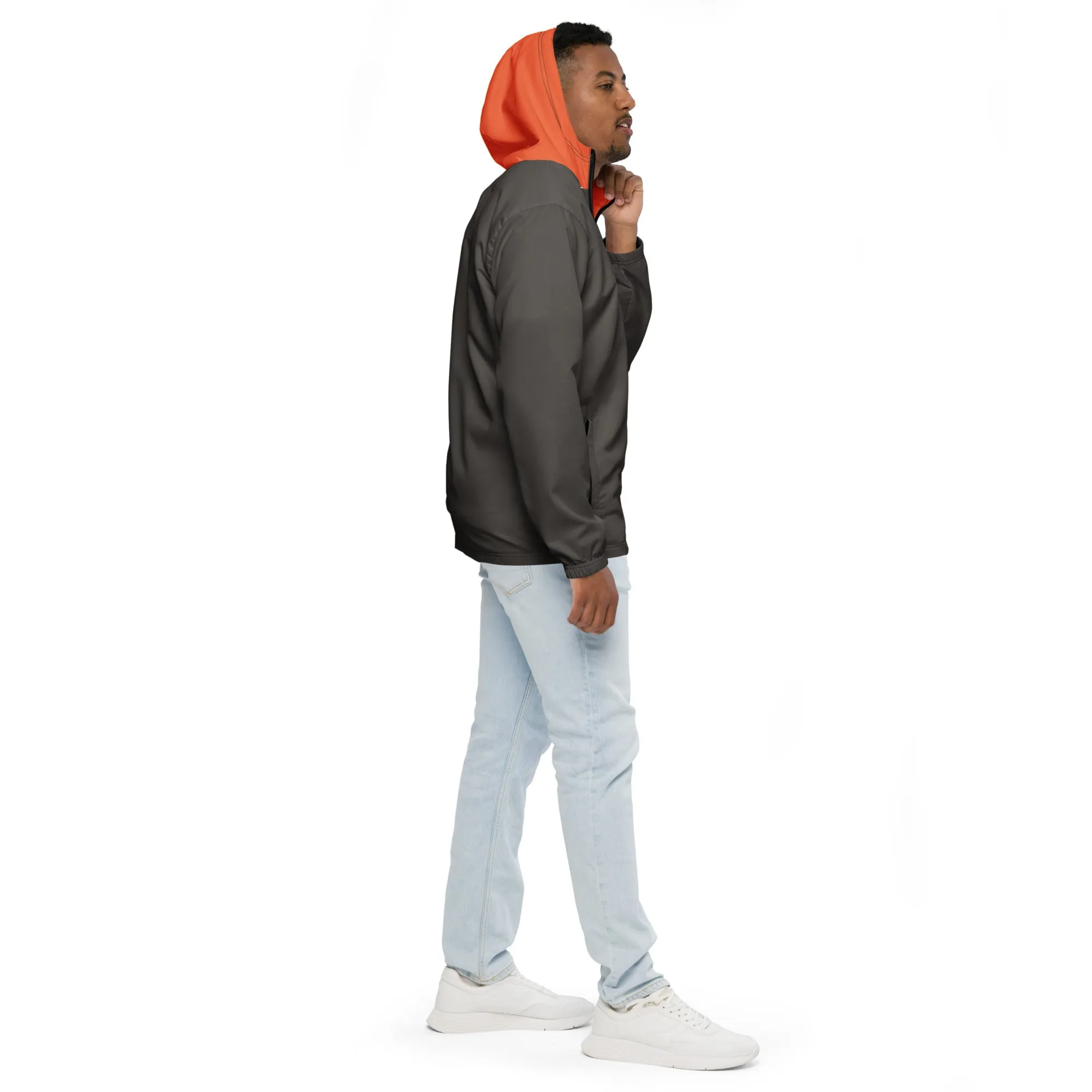 Olive With Orange Hood Windbreaker