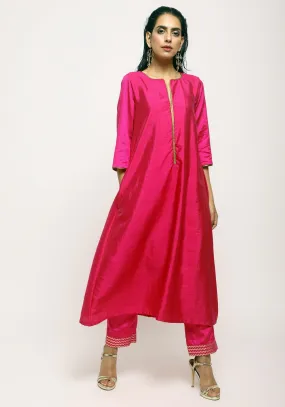 Pink Laced Kurta- Foil Pant