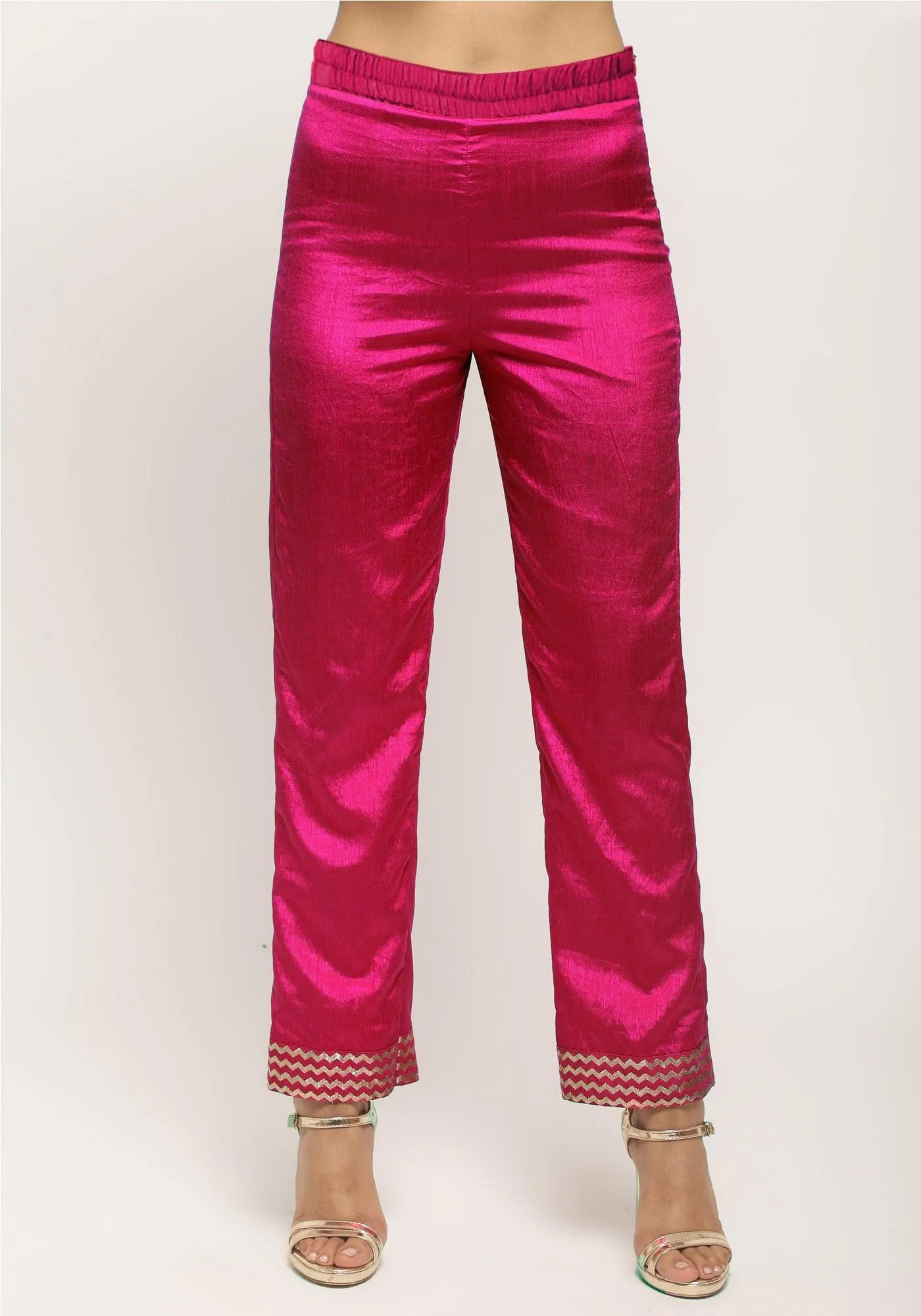 Pink Laced Kurta- Foil Pant