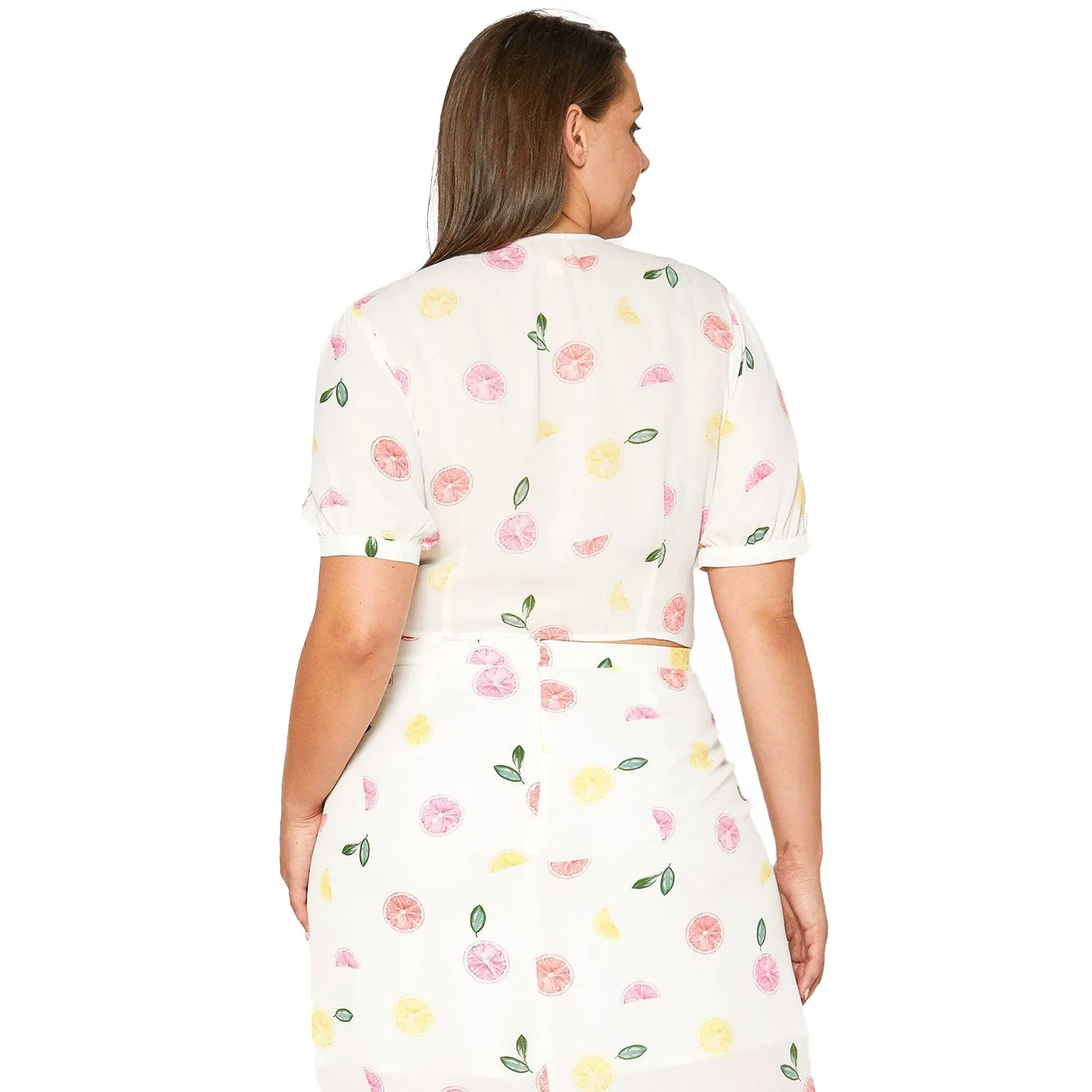 Plus Size Tie Hem Open Front Blouse in Fruit Punch