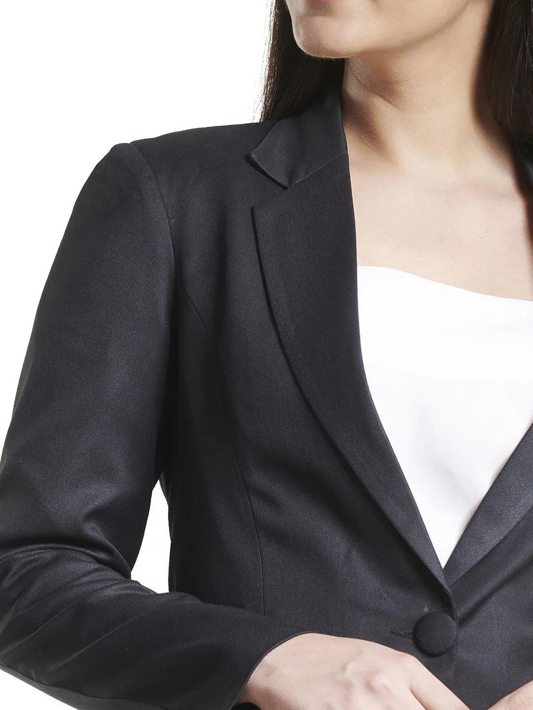 Poly Cotton Skirt Suit - Black