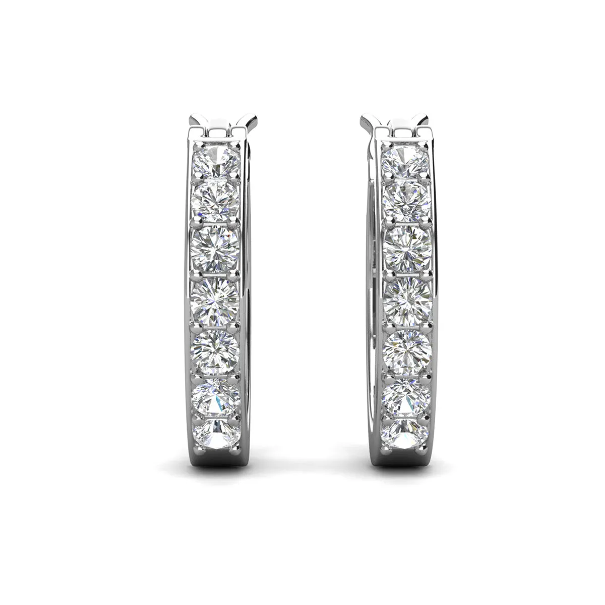 Presley 18k White Gold Plated Crystal Hoop Earrings for Women