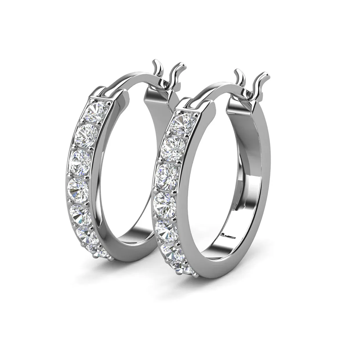 Presley 18k White Gold Plated Crystal Hoop Earrings for Women