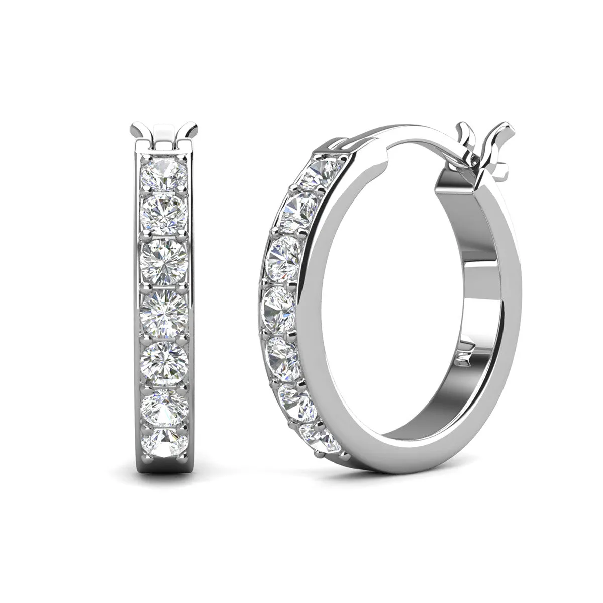 Presley 18k White Gold Plated Crystal Hoop Earrings for Women