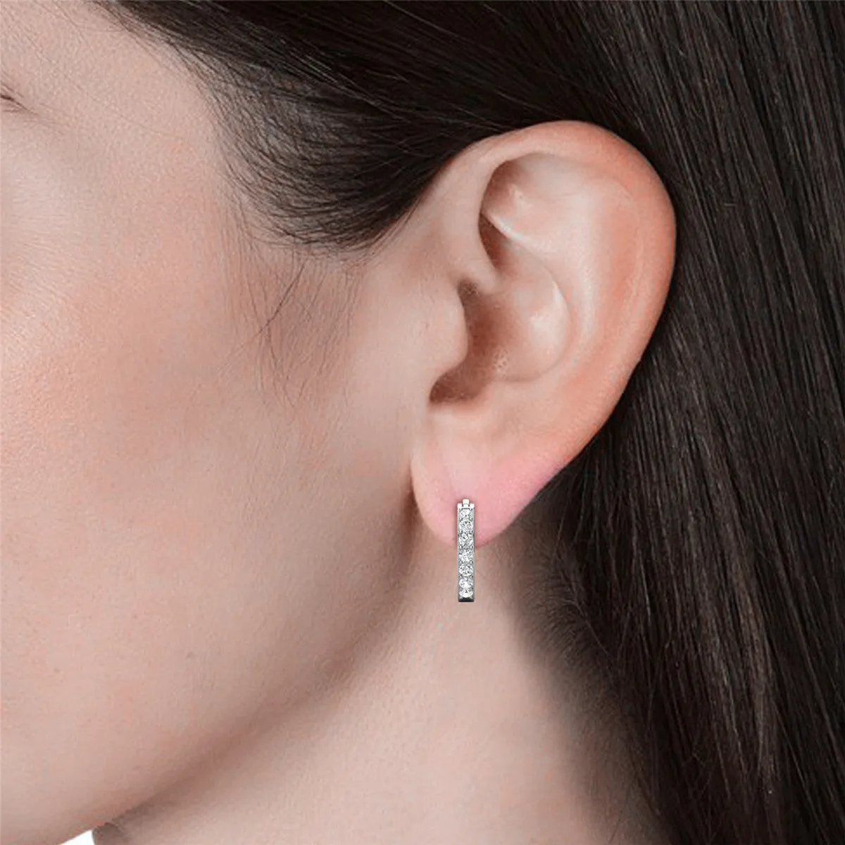 Presley 18k White Gold Plated Crystal Hoop Earrings for Women