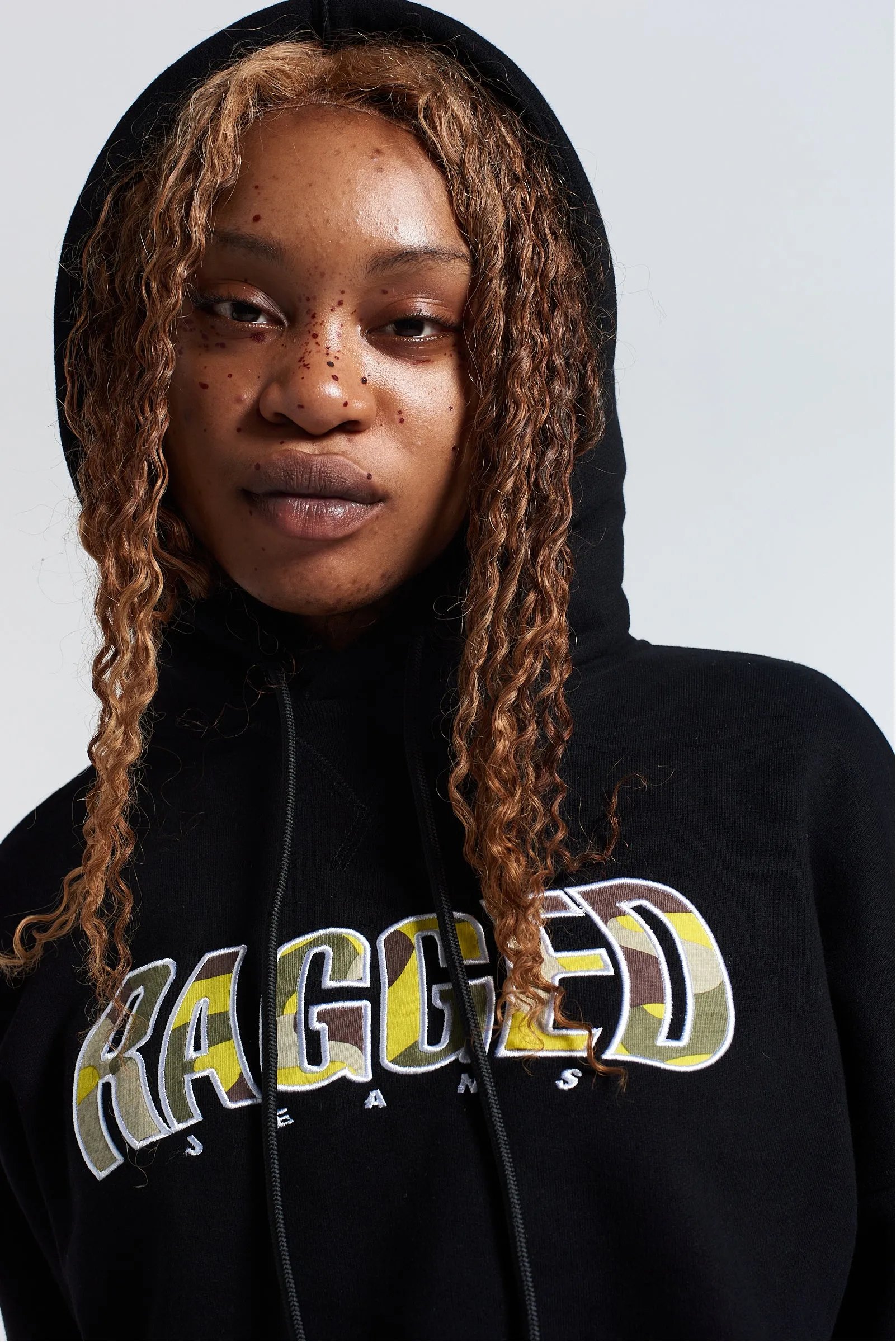 Ragged Cropped Camo Hoodie