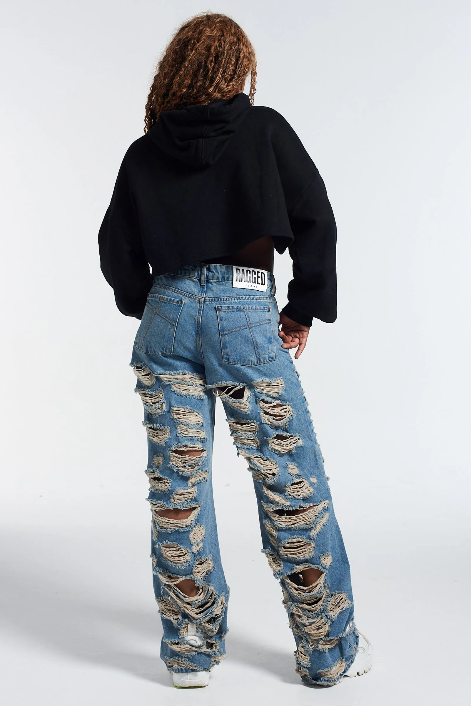 Ragged Cropped Camo Hoodie
