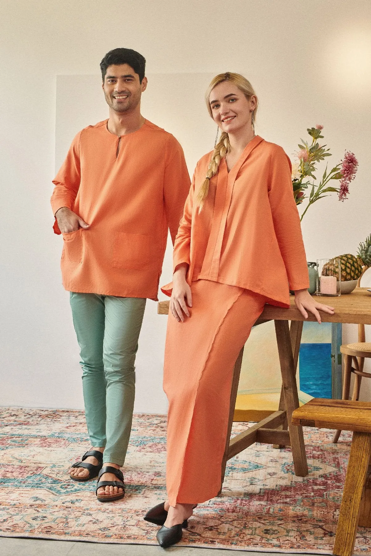 Rasa Sayang Women Scallop Skirt - Salmon