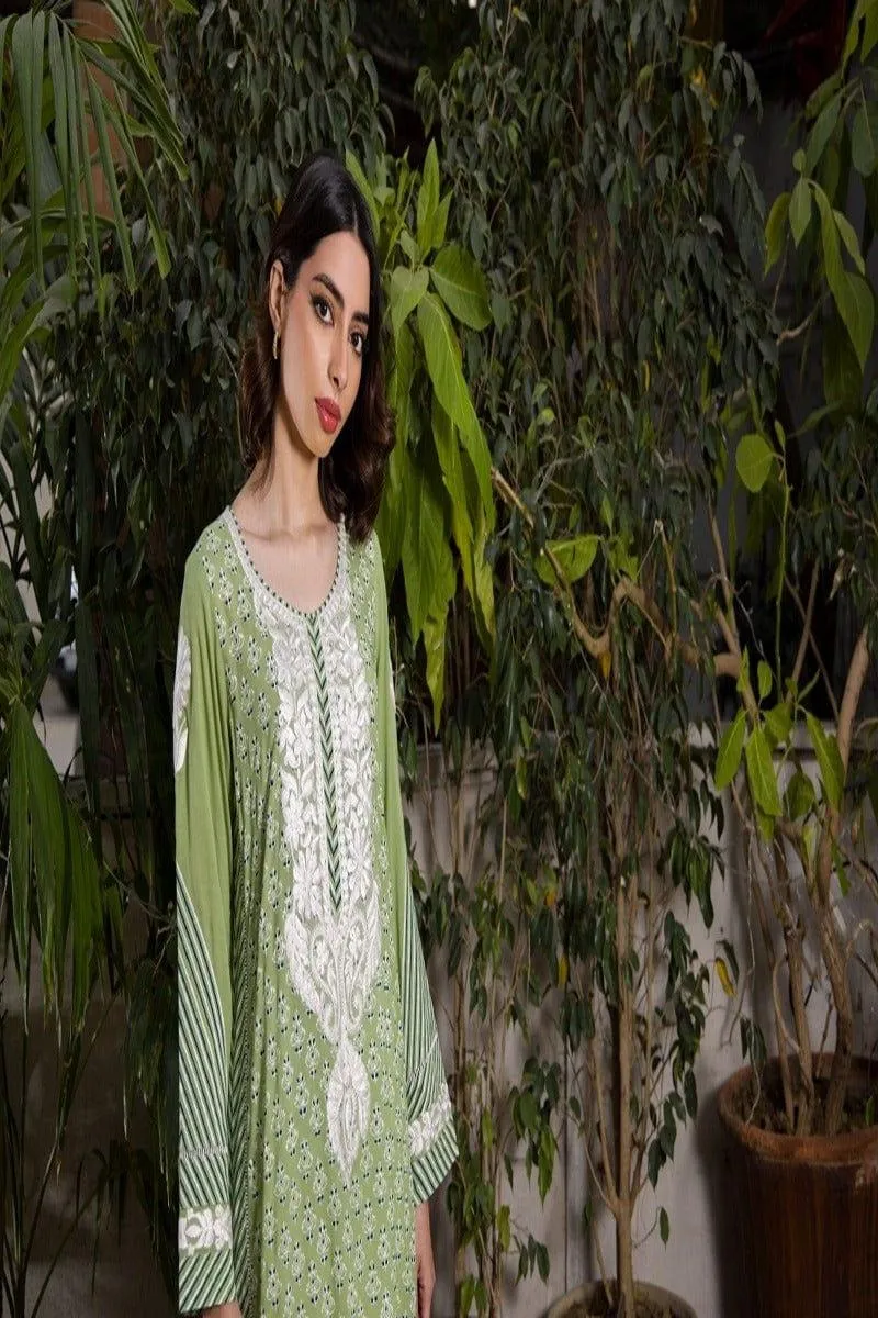 Shehrnaz - Green Linen Long Shirt - SHK-1065