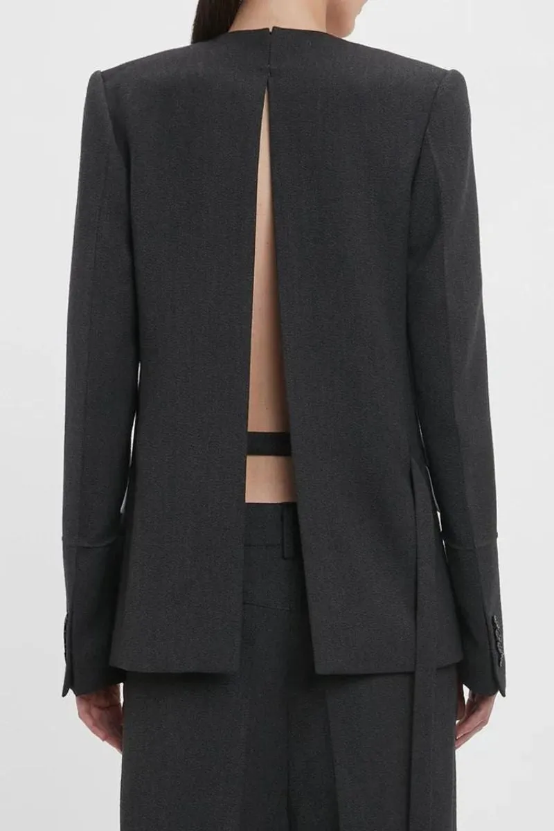 Shrunken Collarless Jacket