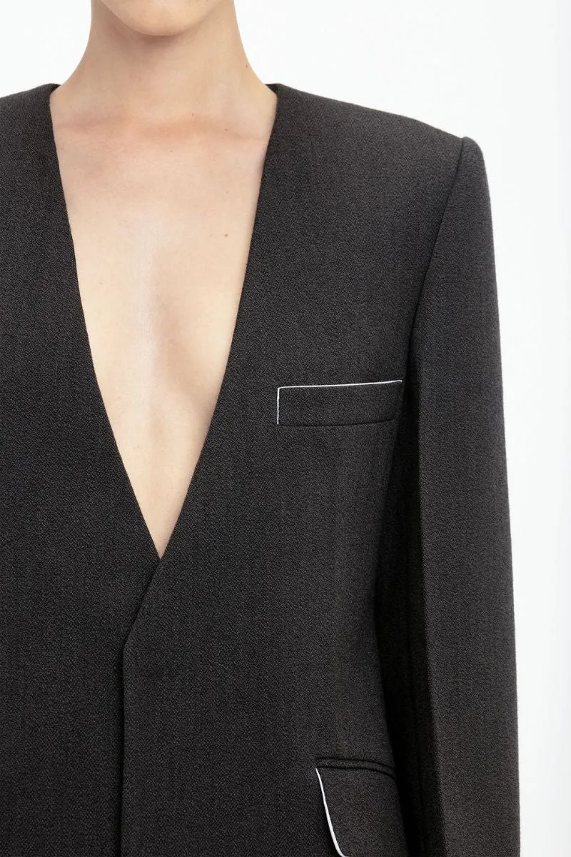 Shrunken Collarless Jacket