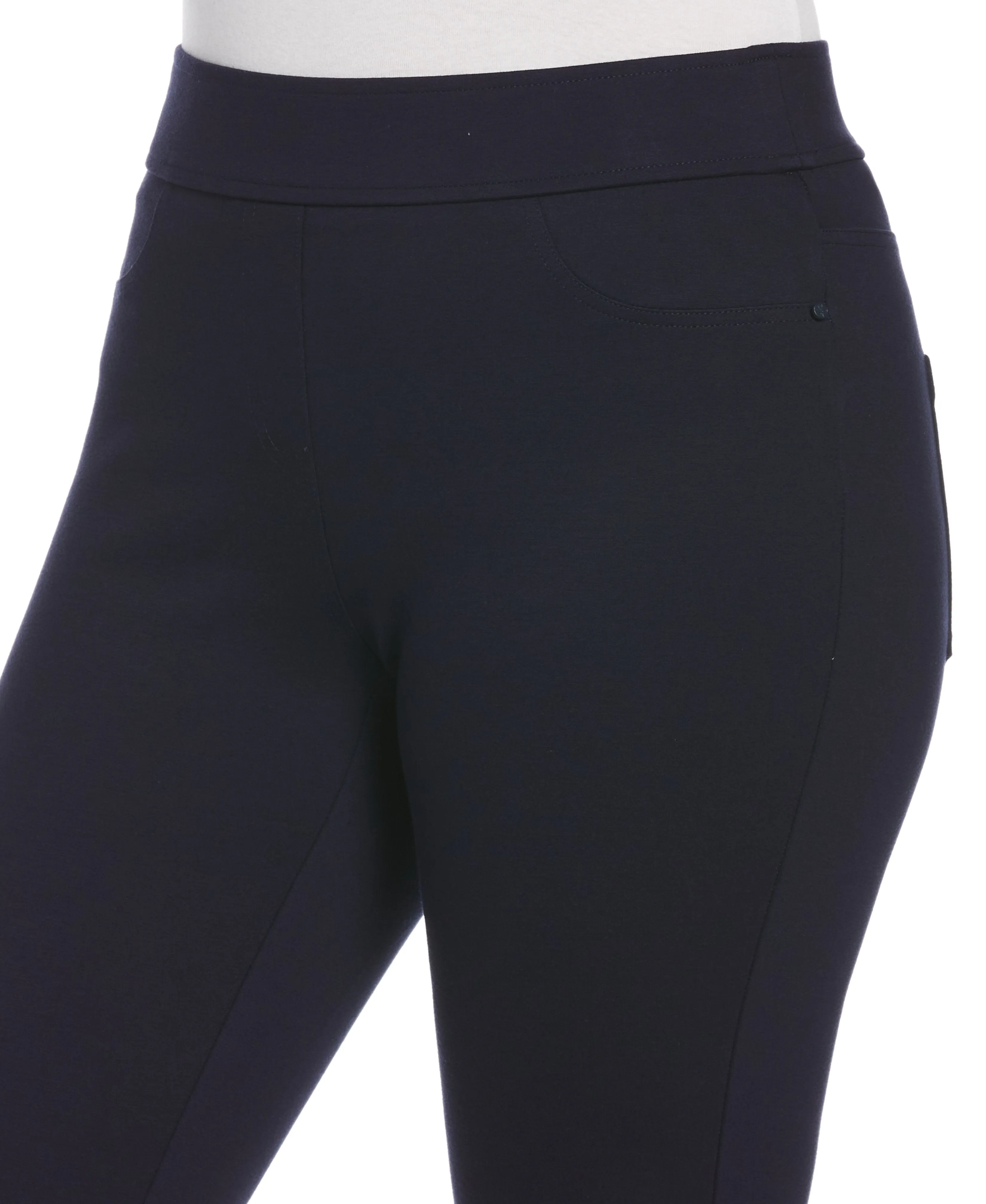 Solid Ponte Pull-On 5-Pocket Pant
