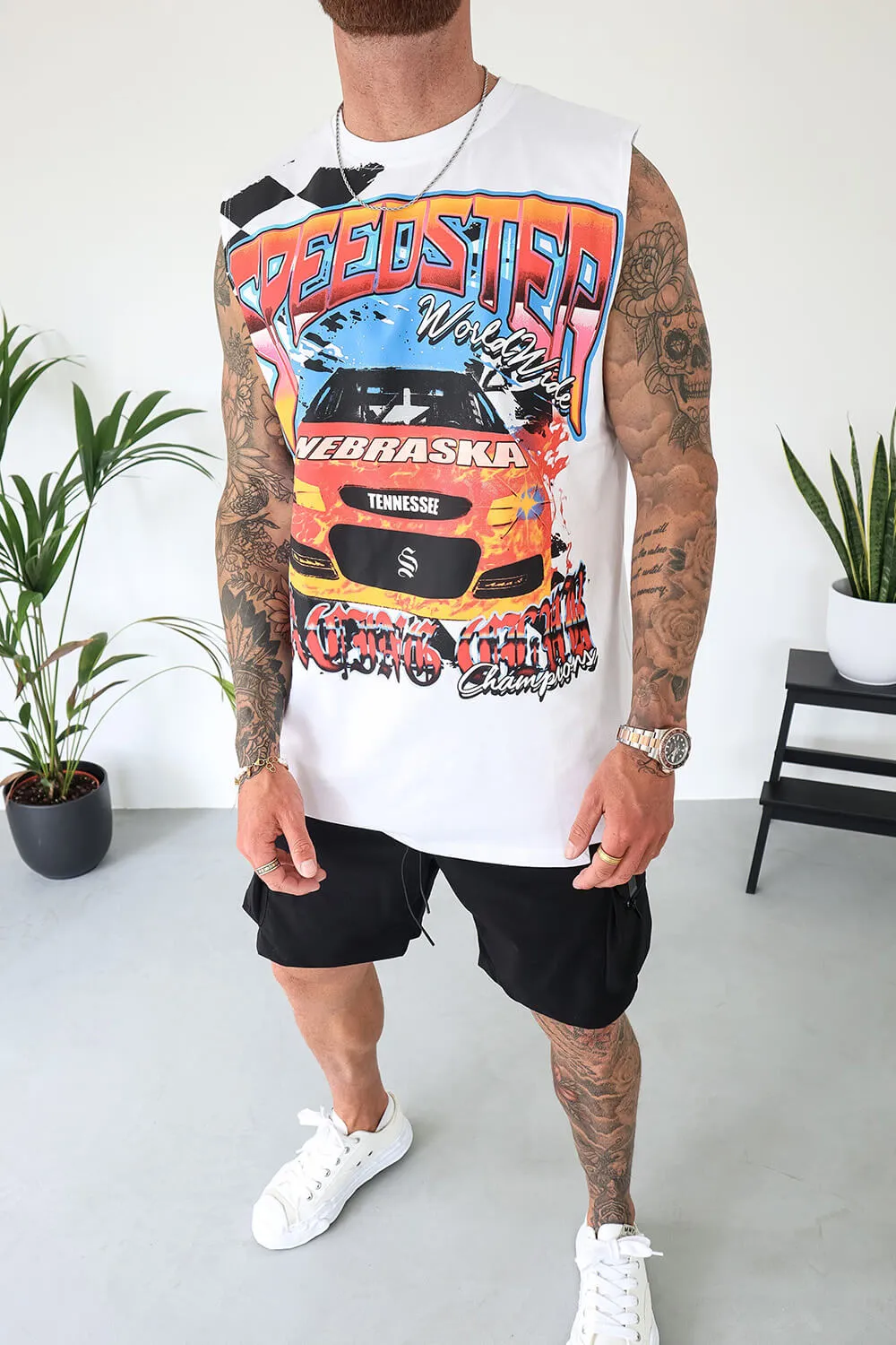 Speedster Sleeveless Tee - White