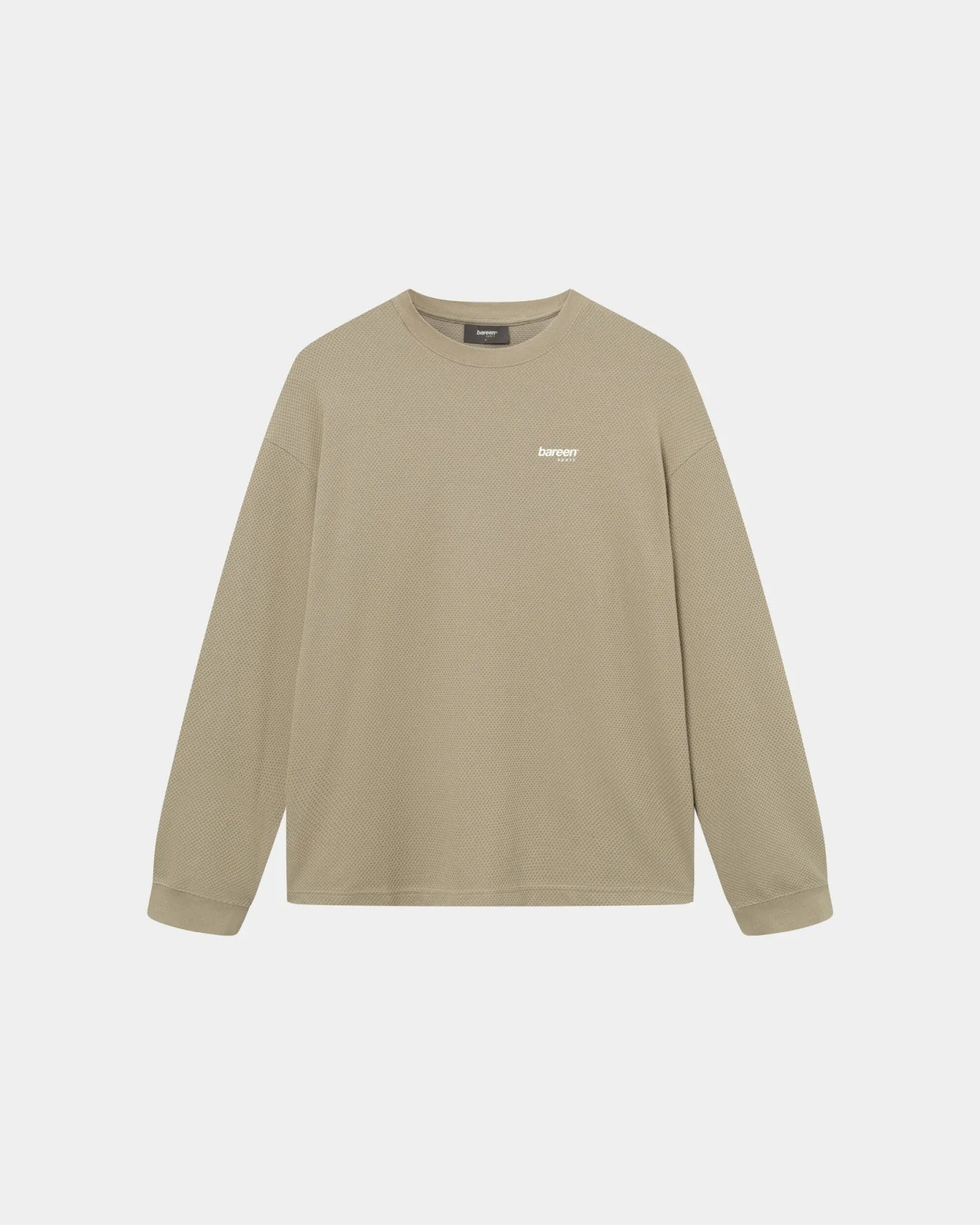 Womens Long Sleeve Waffle Texture Sports Tee in Sand Color