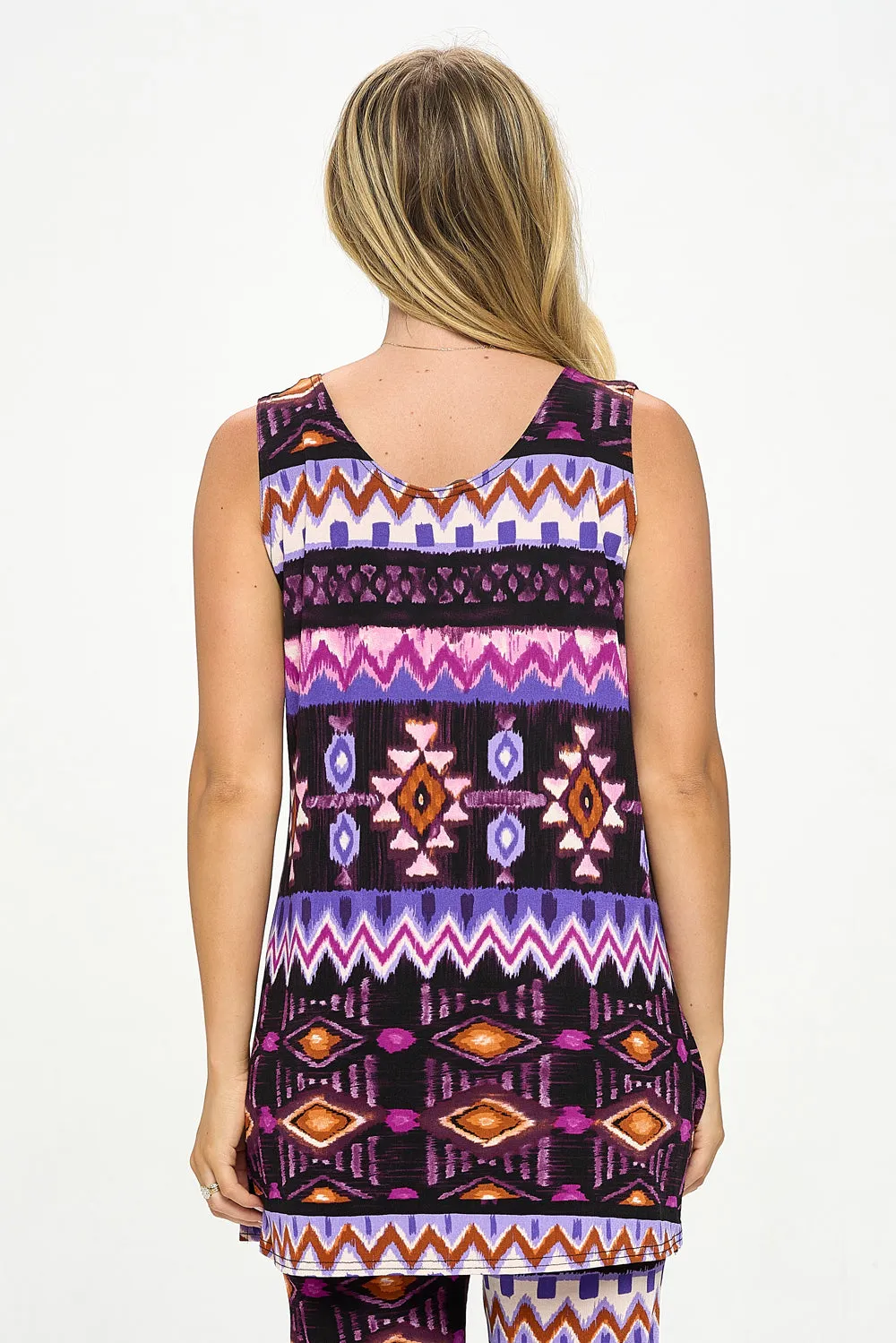 Stretchy Tank Capri Pant Set Print-9002BN-TRP1-W407