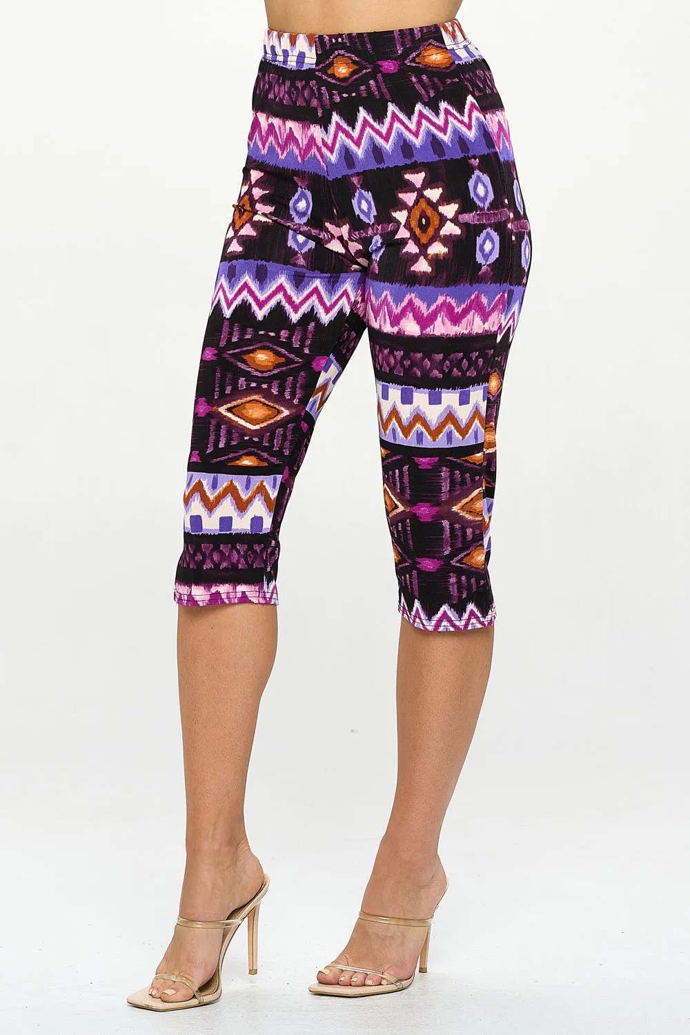 Stretchy Tank Capri Pant Set Print-9002BN-TRP1-W407